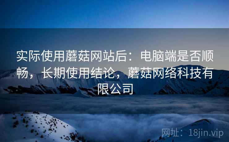 实际使用蘑菇网站后：电脑端是否顺畅，长期使用结论，蘑菇网络科技有限公司