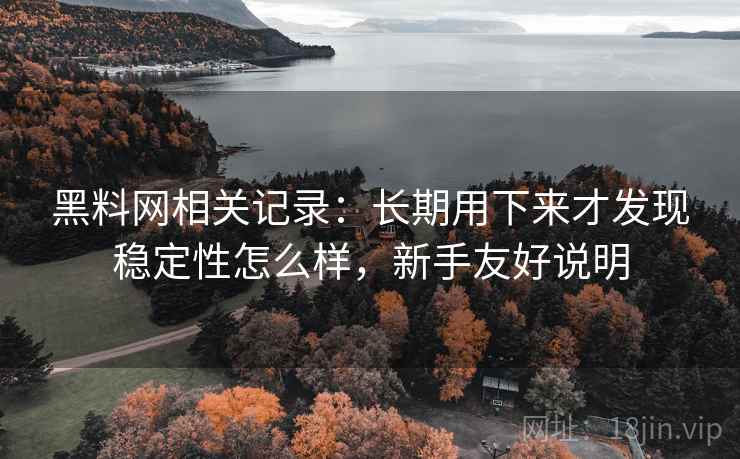 黑料网相关记录：长期用下来才发现稳定性怎么样，新手友好说明